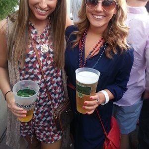 Blue red and white Lush high low dress